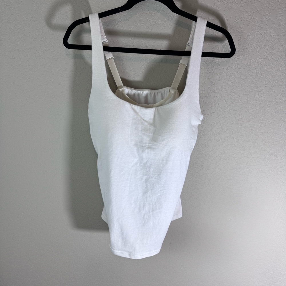 White Women's Tank Top with built in bra